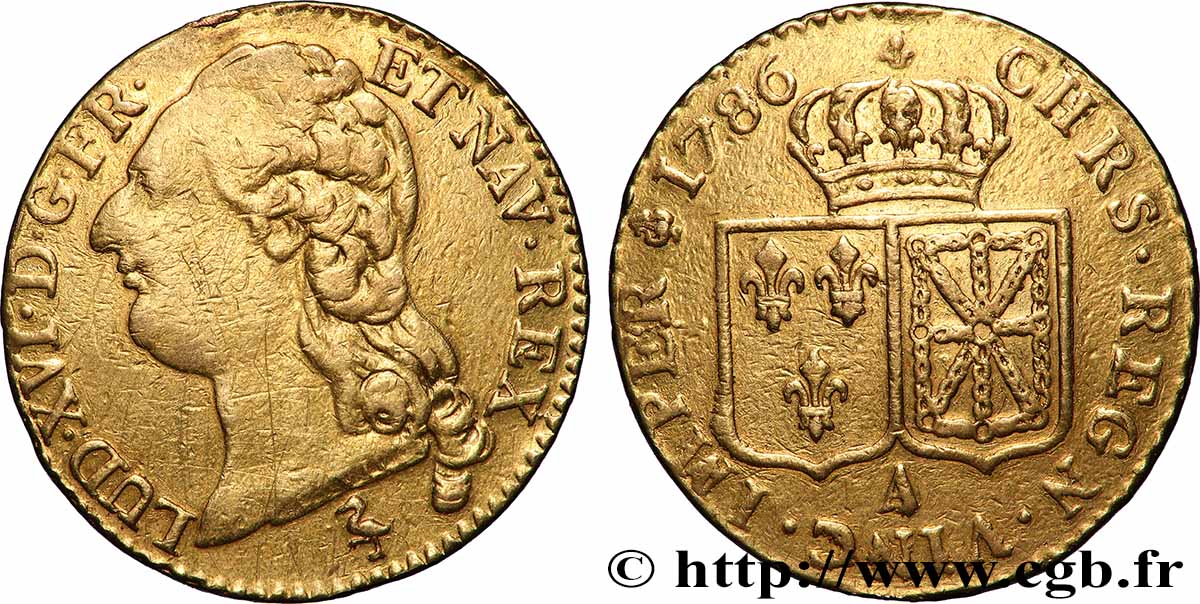 LOUIS XVI Louis d&nbsp;or aux écus accolés 1786 Paris VF/VF