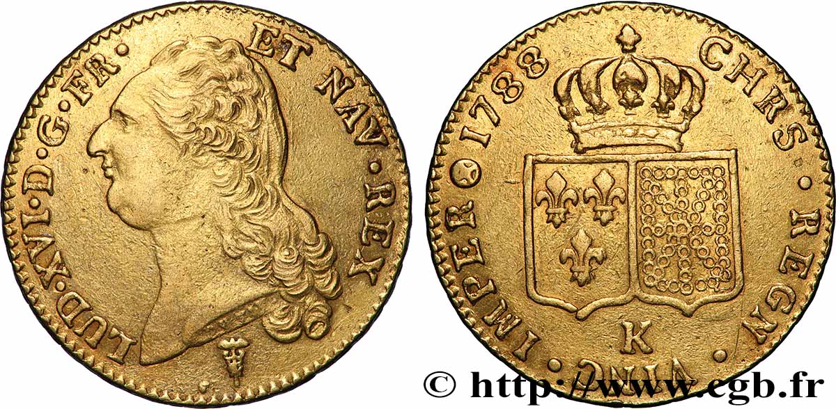 LOUIS XVI Double louis d’or aux écus accolés 1788 Bordeaux XF
