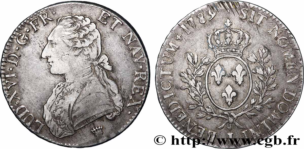 LOUIS XVI Écu aux branches d&nbsp;olivier 1789 Limoges TB+/TTB