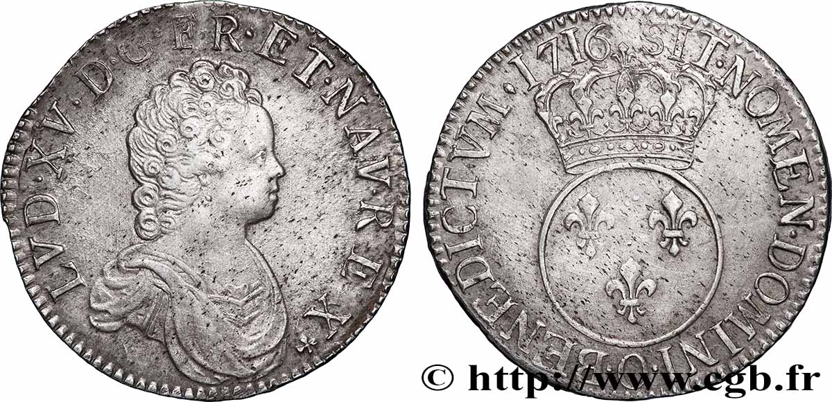 LOUIS XV DIT LE BIEN AIMÉ Écu à l’écu rond couronné 1716 Riom TTB/TTB+