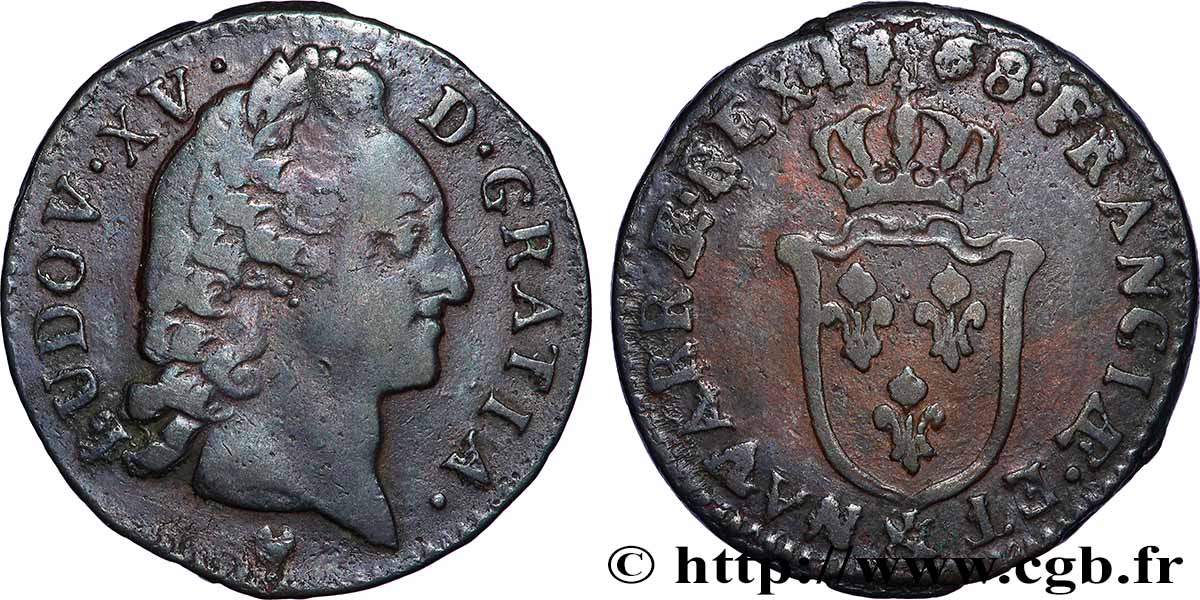 LOUIS XV DIT LE BIEN AIMÉ Sol d&nbsp;Aix 1768 Aix-en-Provence TB+