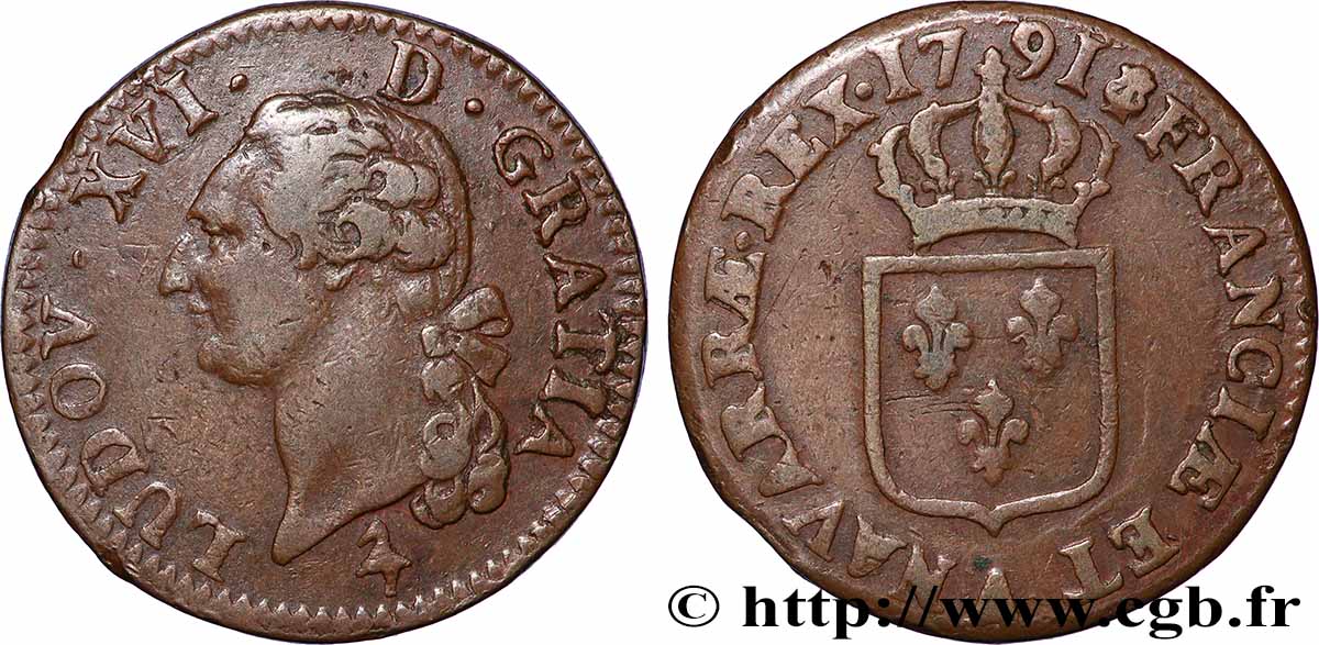 LOUIS XVI Sol dit &nbsp;à l&nbsp;écu&nbsp; 1791 Paris TB+/TTB