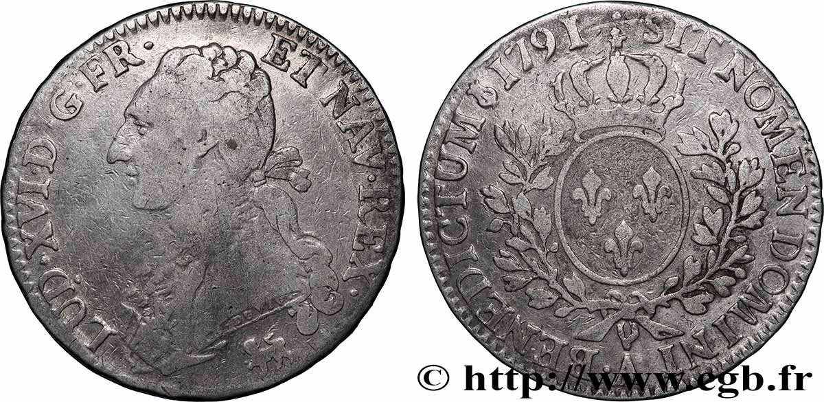 LOUIS XVI Demi-écu aux branches d&nbsp;olivier 1791 Paris VF/VF