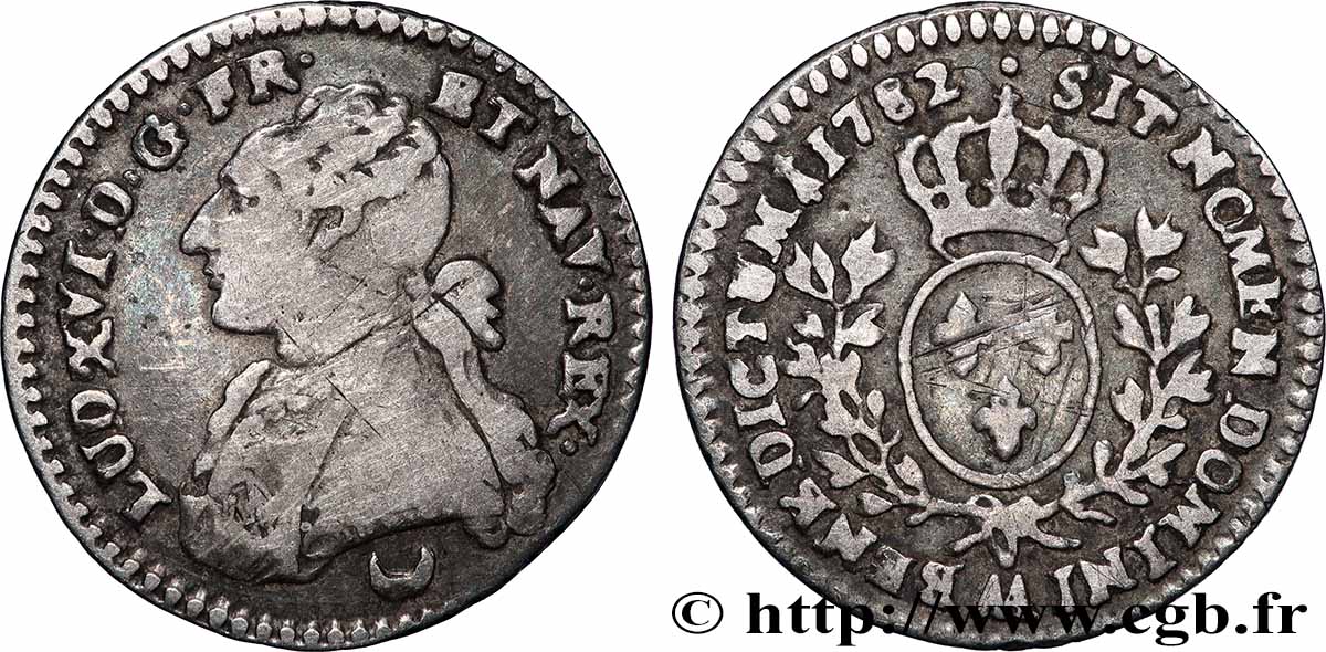 LOUIS XVI Dixième d&nbsp;écu aux branches d&nbsp;olivier 1782 Metz VF