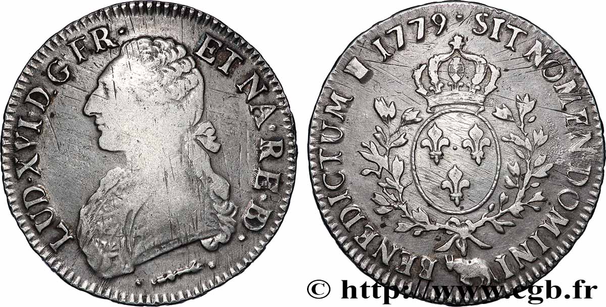 LOUIS XVI Écu aux branches d&nbsp;olivier 1779 Pau VF/XF