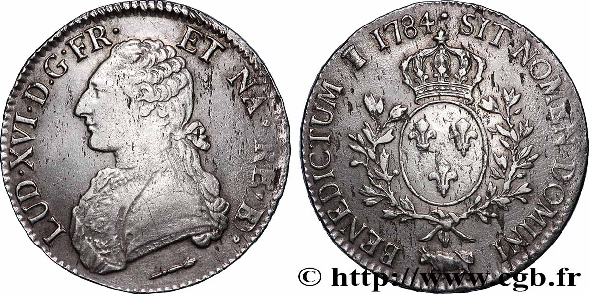 LOUIS XVI Écu aux branches d&nbsp;olivier 1784 Pau MBC/MBC+