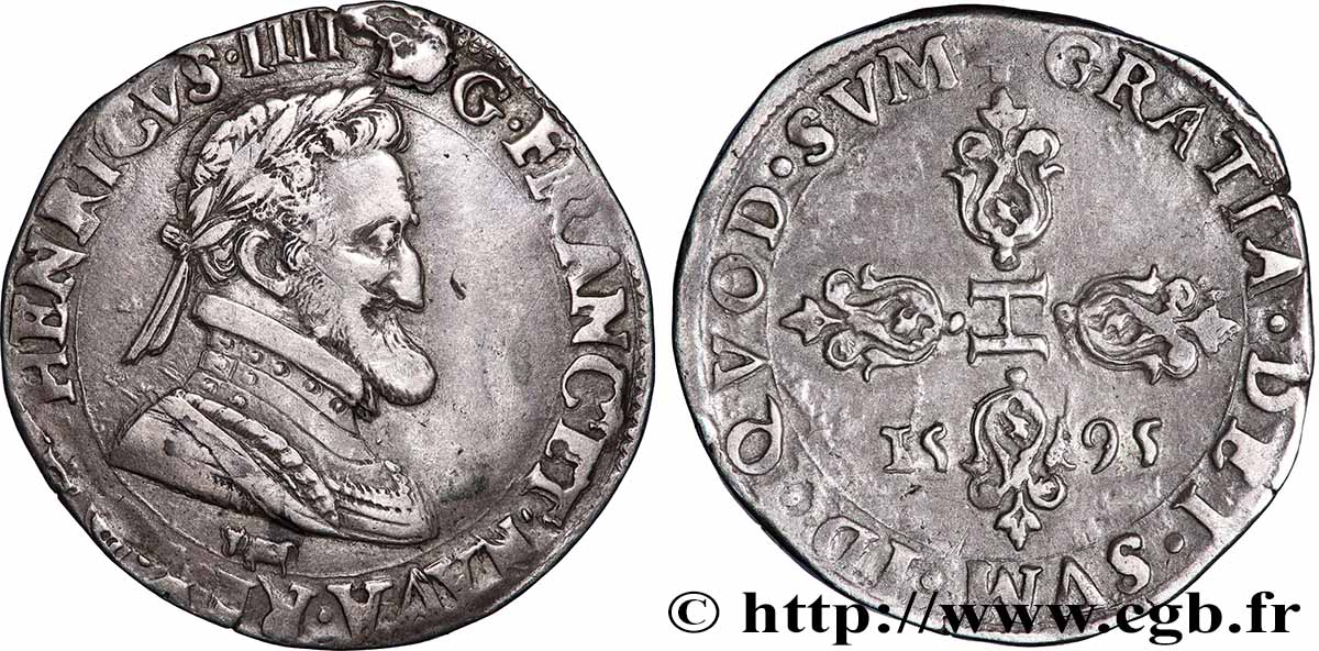 HENRY IV Demi-franc, 1er type de Béarn 1595 Morlaàs AU