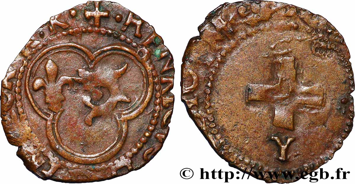 HENRI II Denier tournois du Dauphiné s.m. Romans TTB+/TB