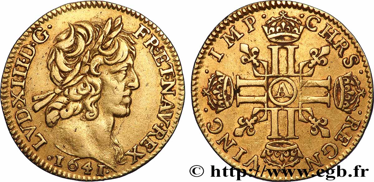LOUIS XIII Demi-louis d&nbsp;or aux huit L (effigie de Jean Warin) 1641 Paris AU