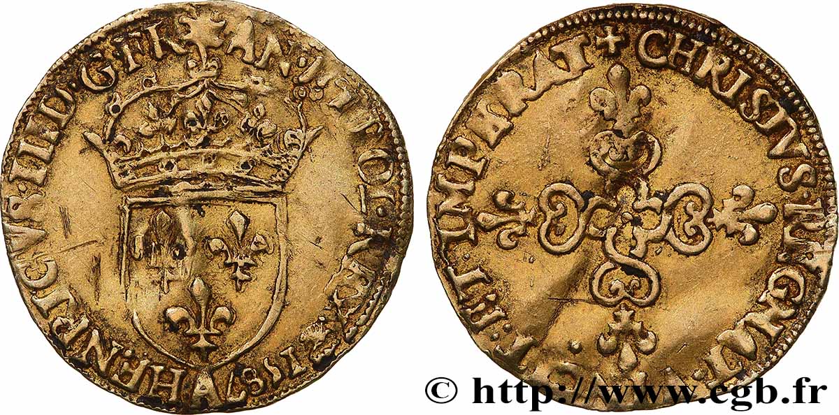 HENRI III Écu d&nbsp;or au soleil, 3e type 1587 Paris TB+