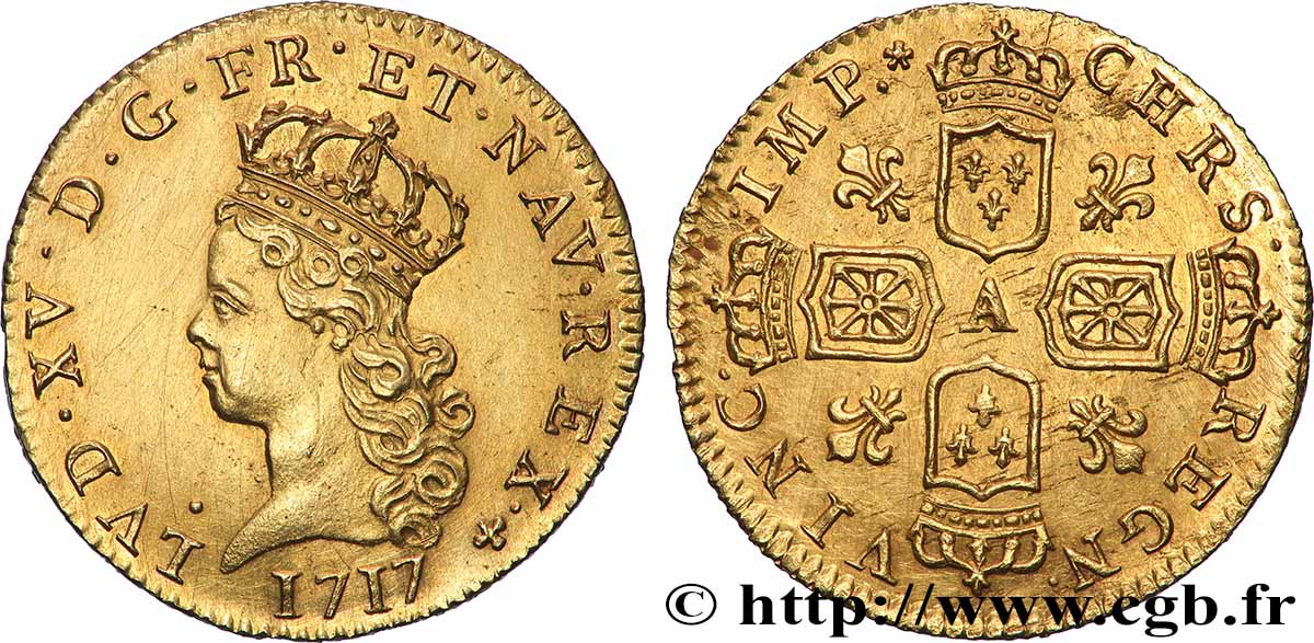 LOUIS XV DIT LE BIEN AIMÉ Demi-louis d’or aux quatre écus couronnés 1717 Paris SUP