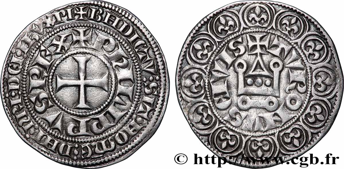 PHILIPPE IV LE BEL Gros tournois à l&nbsp;O rond s.m. s.l. TTB+