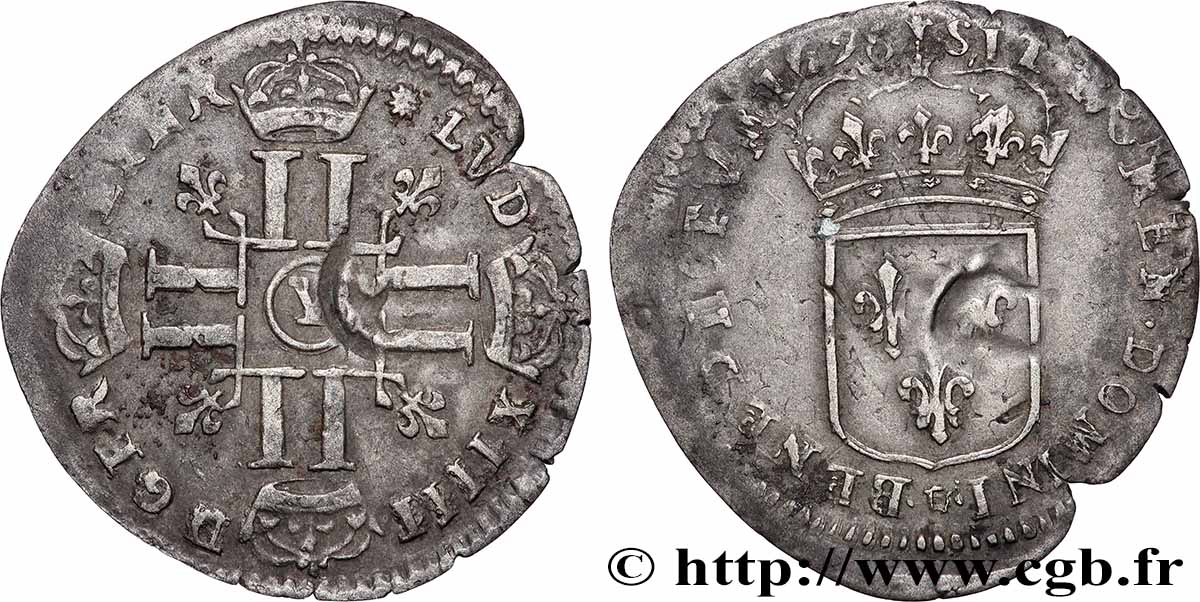 LOUIS XIV LE GRAND OU LE ROI SOLEIL Quinzain aux huit L 1696 Bourges TB+