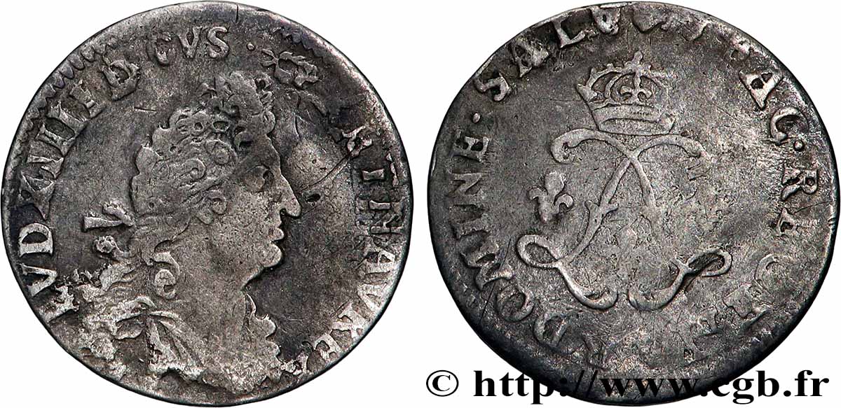 LOUIS XIV LE GRAND OU LE ROI SOLEIL Quatre sols aux deux L s.m. atelier indéterminé TB