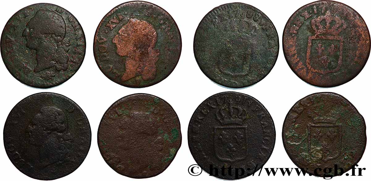 LOUIS XVI Sols dits &nbsp;à l&nbsp;écu&nbsp;, lot de 4 ex. n.d. Ateliers divers Lot