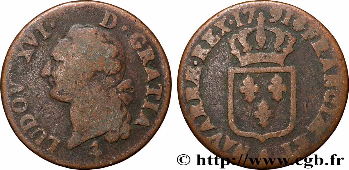 LOUIS XVI Sol dit &nbsp;à l&nbsp;écu&nbsp; 1791 Paris TB