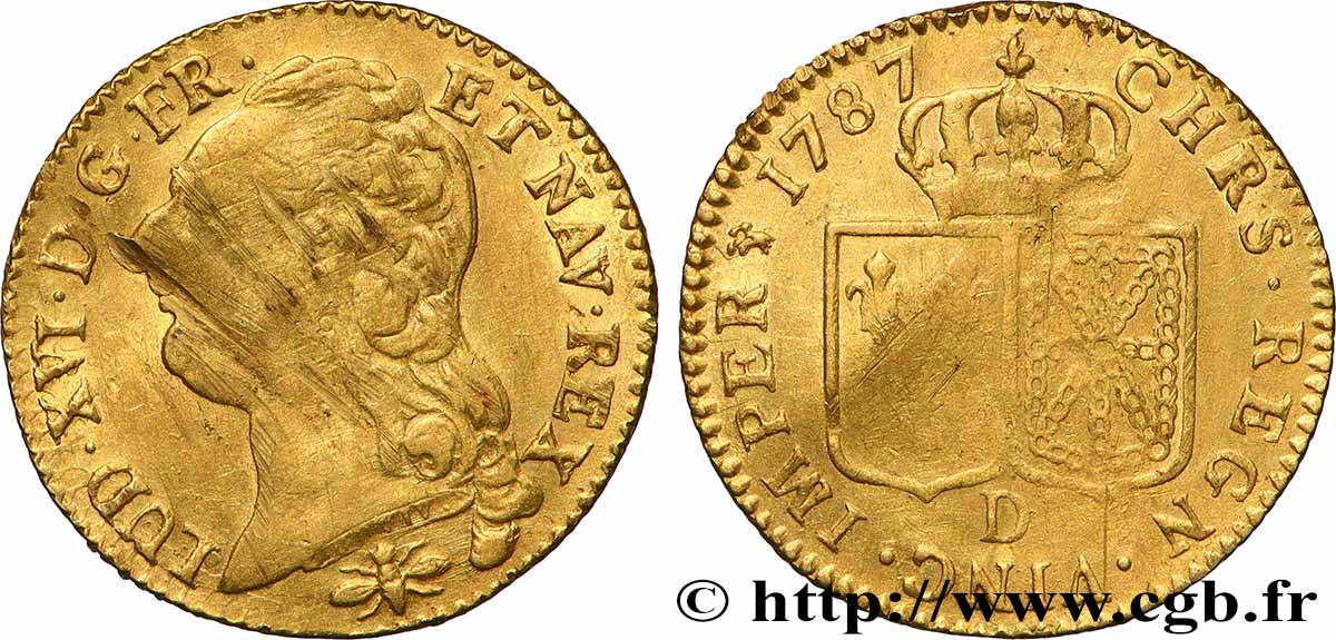 LOUIS XVI Louis d&nbsp;or aux écus accolés 1787 Lyon BC+