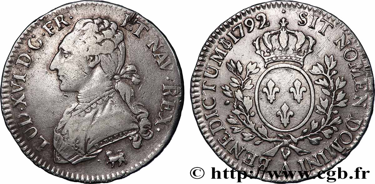 LOUIS XVI Demi-écu aux branches d&nbsp;olivier 1792 Paris TB+/TTB