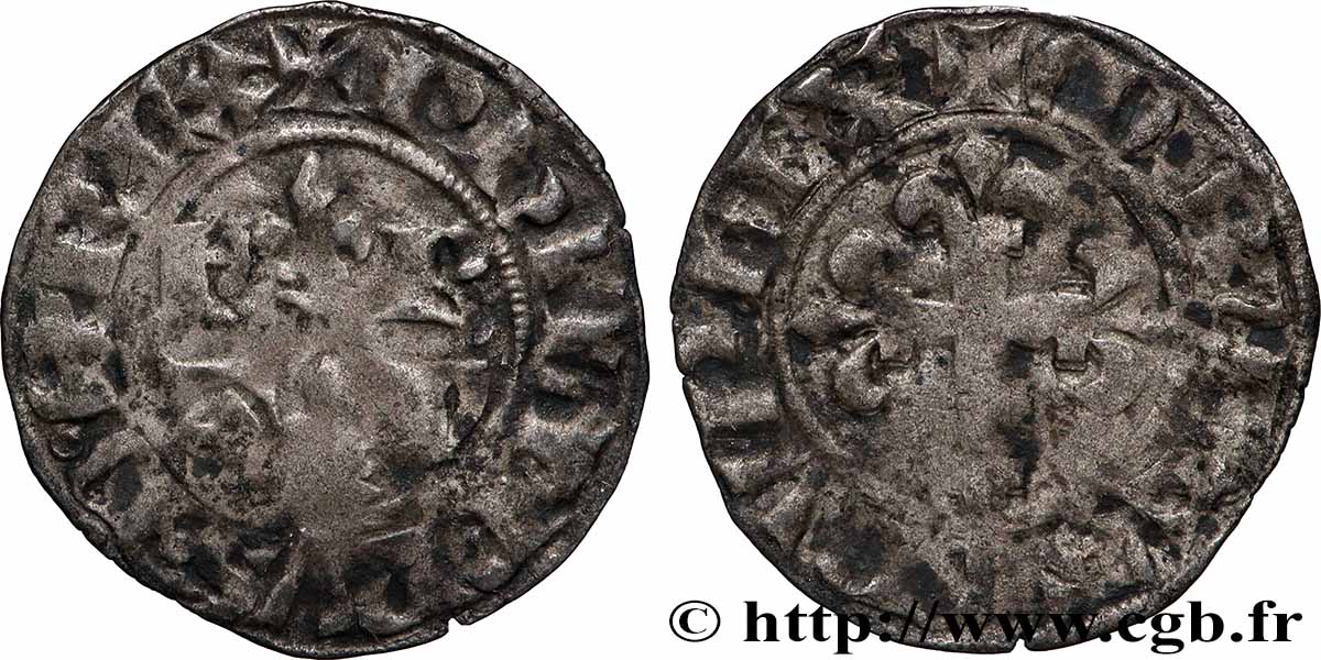 PHILIPPE VI DE VALOIS Double tournois, 1er type n.d.  TB