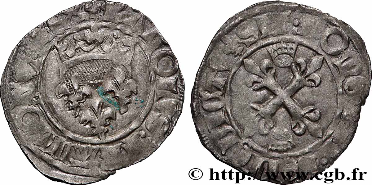 CHARLES VI LE FOU OU LE BIEN AIMÉ Gros dit &nbsp;florette&nbsp; n.d. Troyes TB/TB+