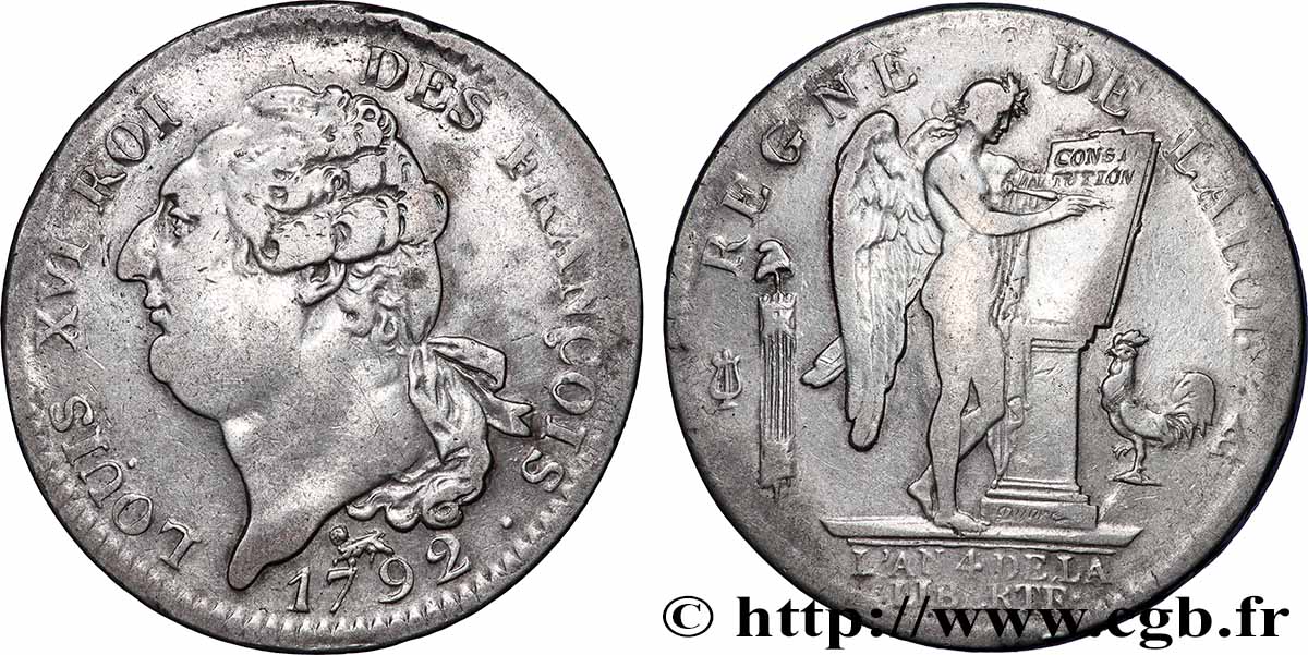 LOUIS XVI (MONARQUE CONSTITUTIONNEL)  Écu au génie 1792 Paris TB+