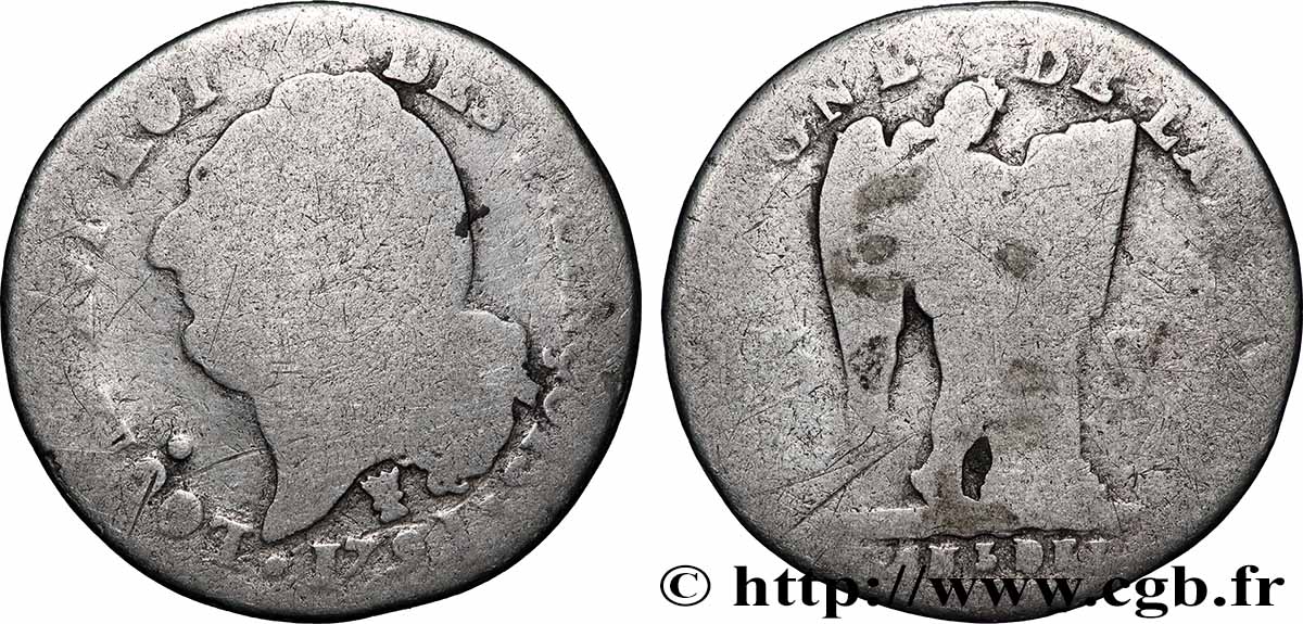 LOUIS XVI 15 sols dit &nbsp;au génie&nbsp;, type FRANCOIS 1791 Limoges SGE