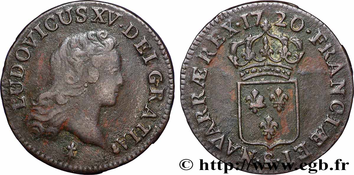 LOUIS XV DIT LE BIEN AIMÉ Demi-sol au buste enfantin 1720 Reims TB+/TTB