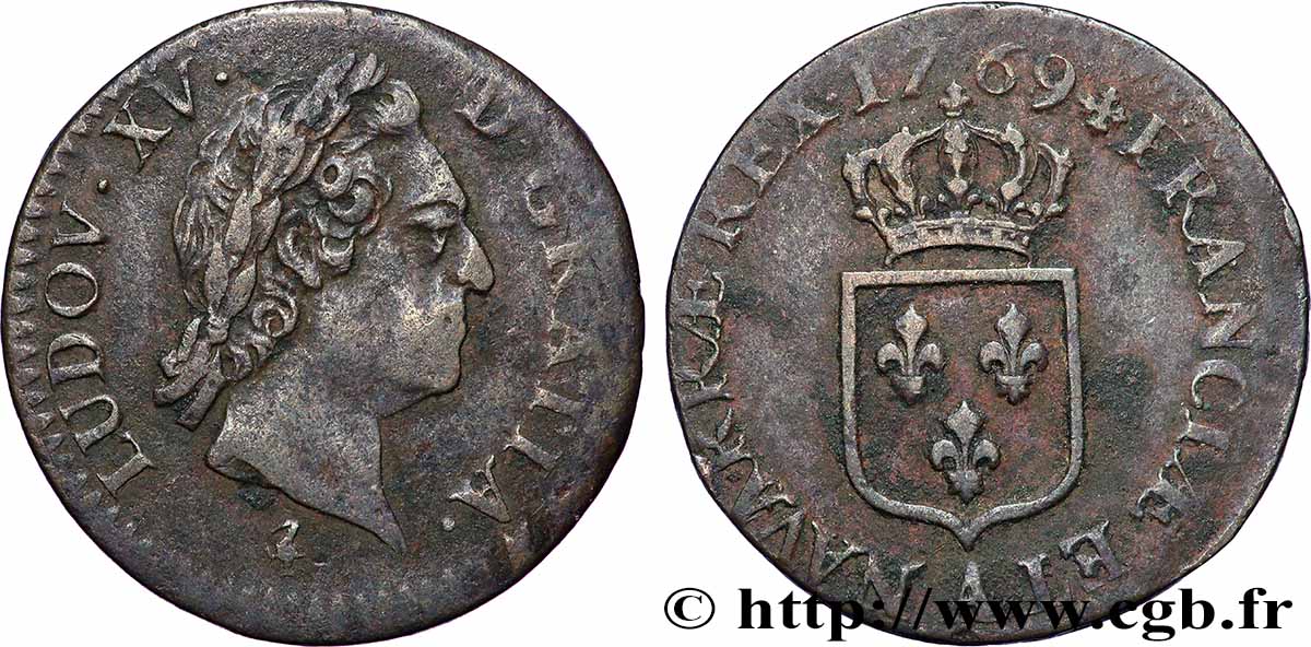 LOUIS XV &nbsp;THE WELL-BELOVED&nbsp; Demi-sol dit “à la vieille tête” 1769 Paris SS