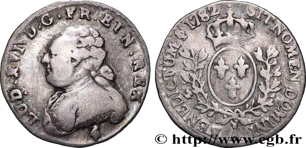 LOUIS XVI Vingtième d’écu aux branches d’olivier 1782 Paris fSS