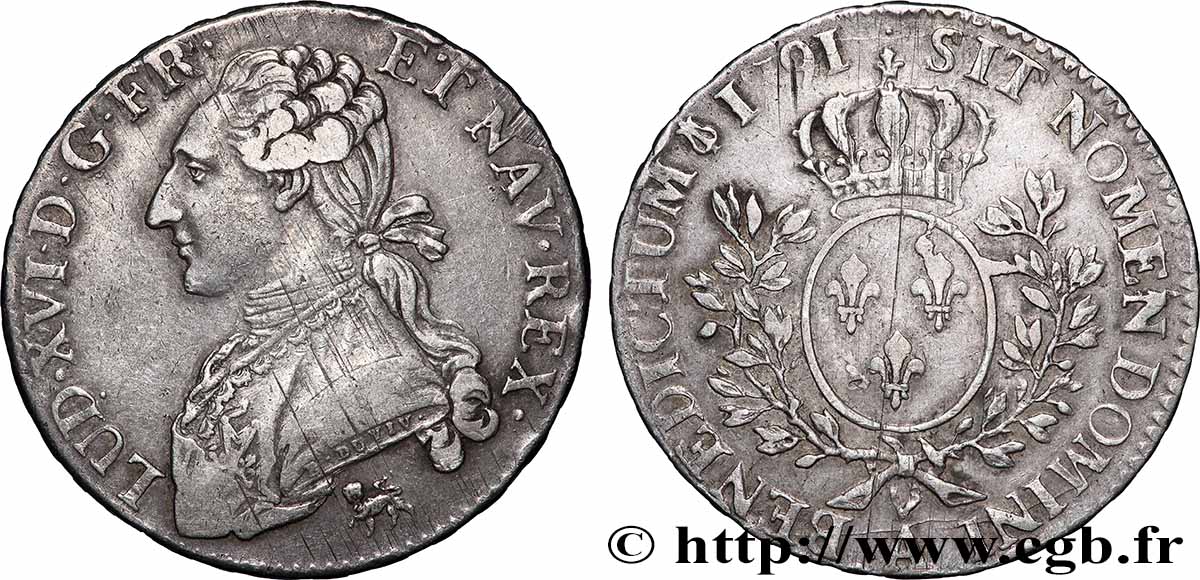 LOUIS XVI Demi-écu aux branches d&nbsp;olivier 1791 Paris XF