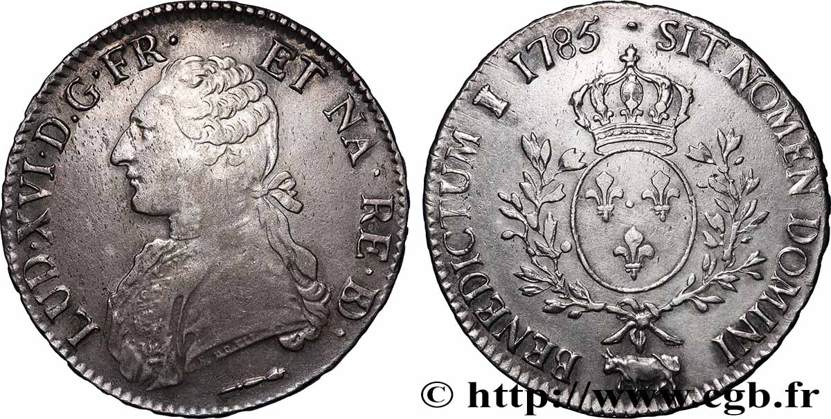 LOUIS XVI Écu aux branches d&nbsp;olivier 1785 Pau fSS/SS