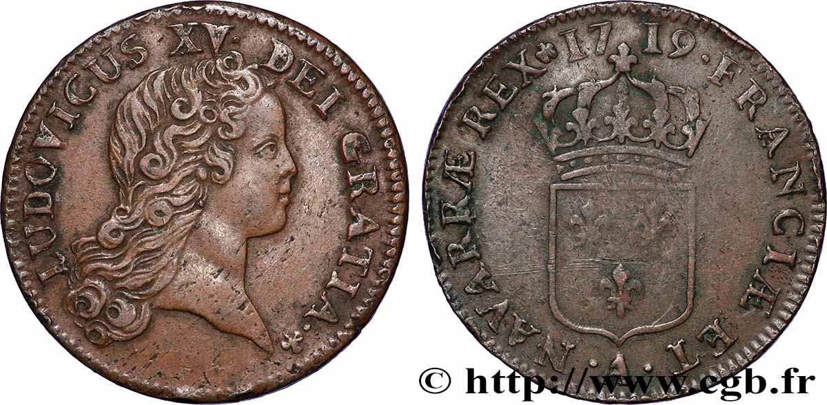 LOUIS XV DIT LE BIEN AIMÉ Sol au buste enfantin 1719 Paris TTB