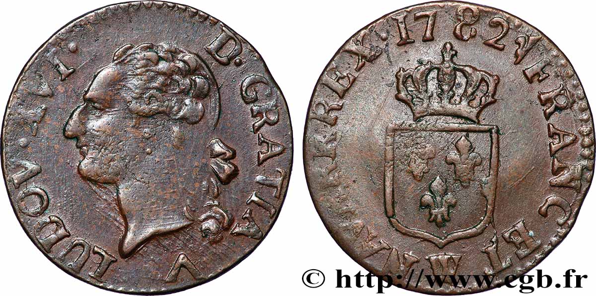 LOUIS XVI Liard dit &nbsp;à l&nbsp;écu&nbsp; 1782 Lille TB+