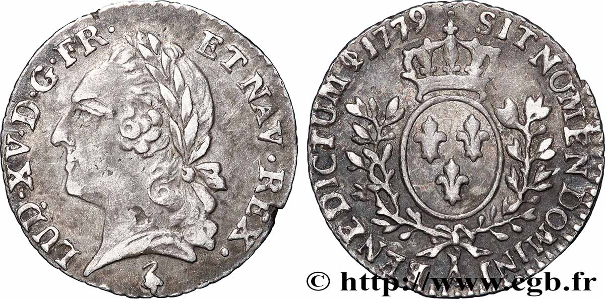 LOUIS XVI Vingtième d&nbsp;écu aux branches d&nbsp;olivier, buste lauré 1779 Paris TTB