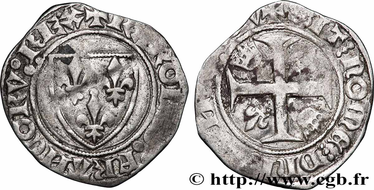 CHARLES VI LE FOU OU LE BIEN AIMÉ Blanc dit &nbsp;guénar&nbsp; n.d. Saint-Quentin TB+