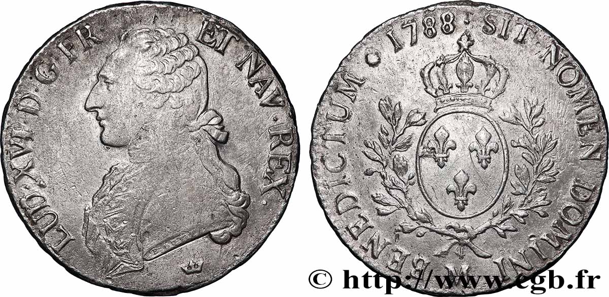 LOUIS XVI Écu aux branches d&nbsp;olivier 1788 Toulouse XF