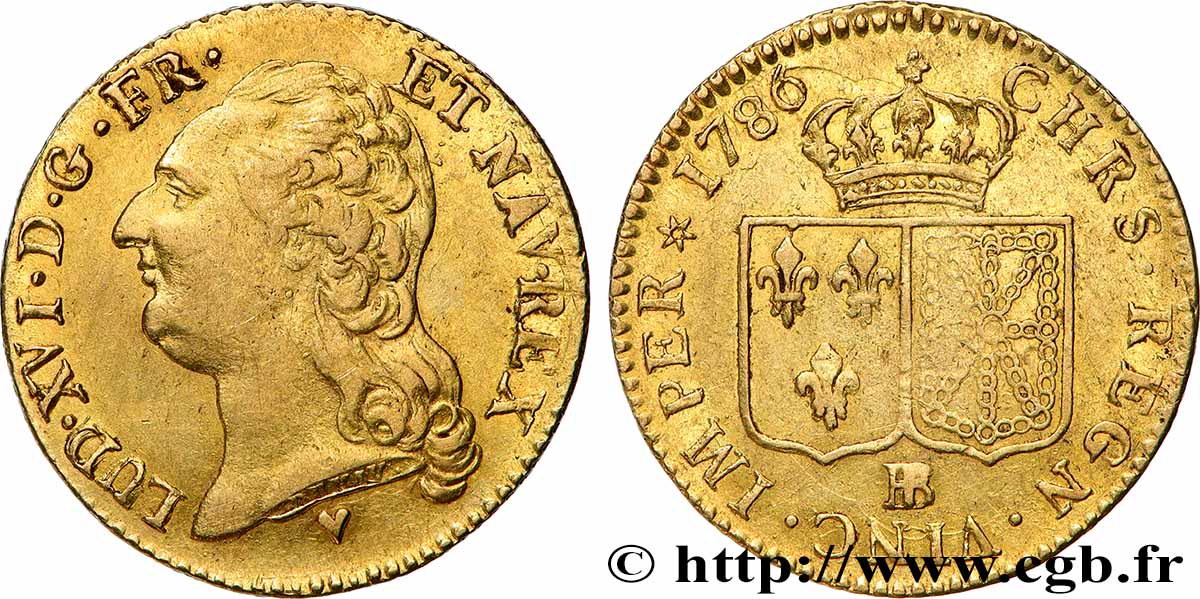 LOUIS XVI Louis d&nbsp;or aux écus accolés 1786 Strasbourg TTB