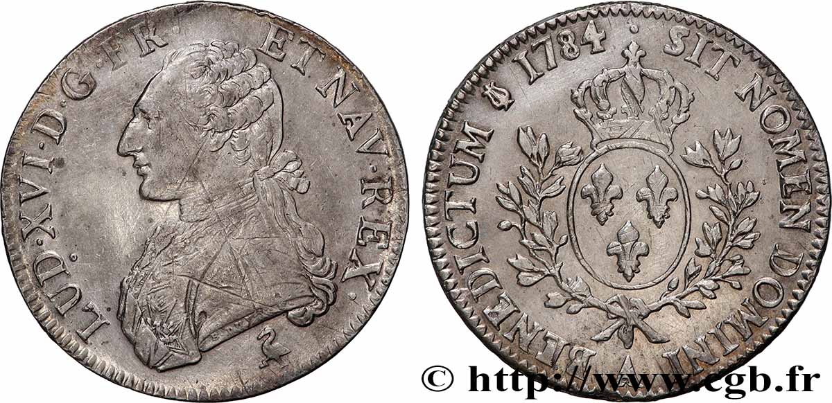 LOUIS XVI Écu aux branches d&nbsp;olivier 1784 Paris TTB