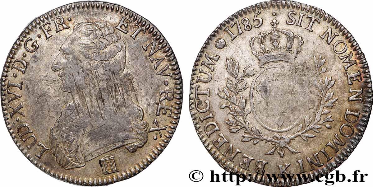 LOUIS XVI Écu aux branches d&nbsp;olivier 1785 Bordeaux TB+