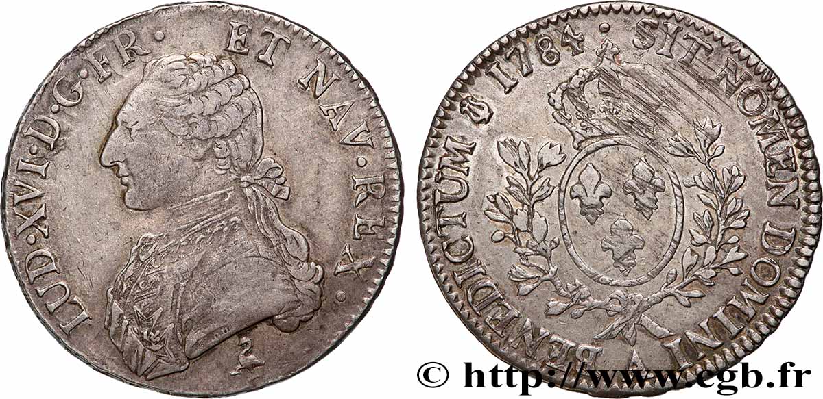 LOUIS XVI Écu aux branches d&nbsp;olivier 1784 Paris TTB/TB+