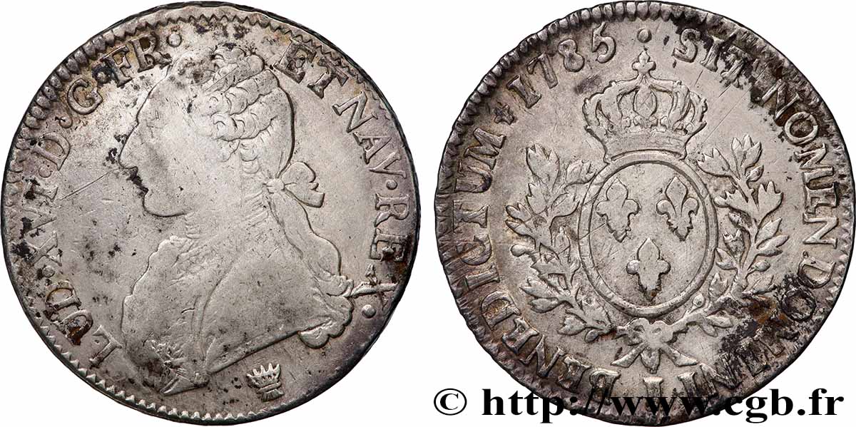 LOUIS XVI Écu aux branches d&nbsp;olivier 1785 Limoges TB