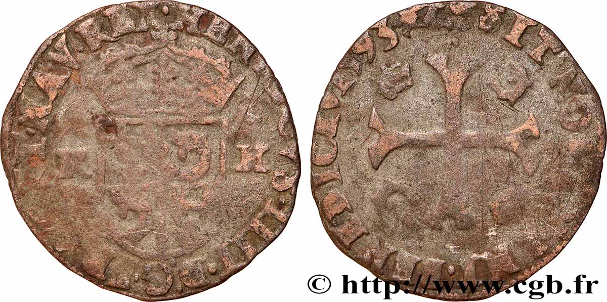 HENRI IV LE GRAND Douzain du Dauphiné aux deux H, 2e type 1593 Grenoble TB
