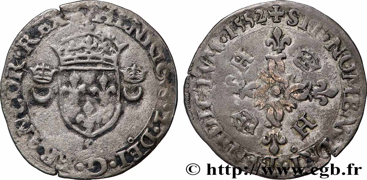 HENRI II Douzain aux croissants 1552 Rennes TB+
