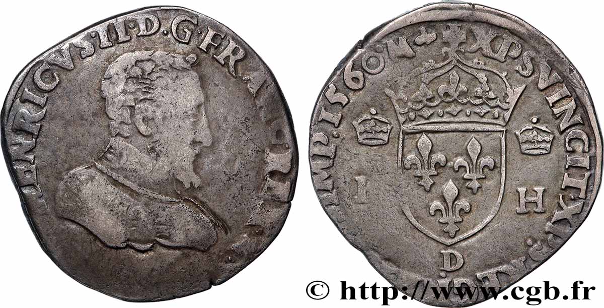 CHARLES IX. MONNAYAGE AU NOM DE HENRI II Teston à la tête nue, 1er type 1560 Lyon TB/TB+