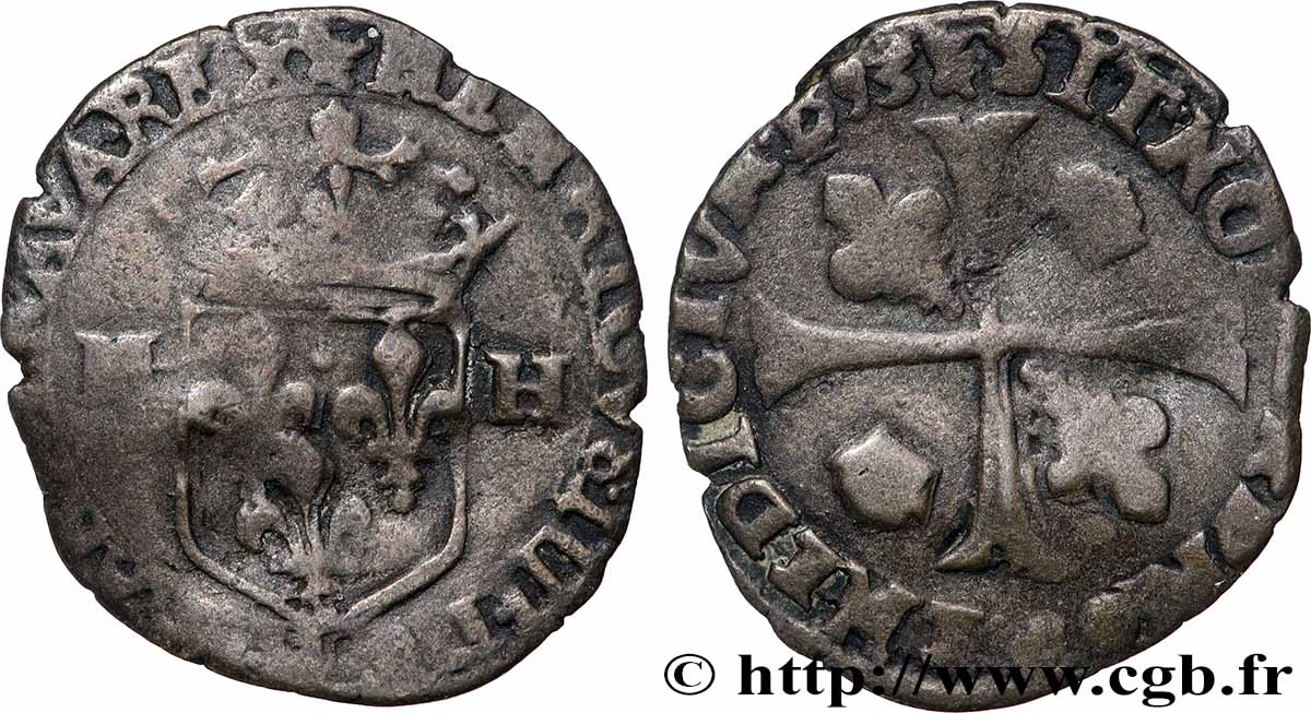 HENRY IV Douzain aux deux H, 2e type 1593 La Rochelle VF