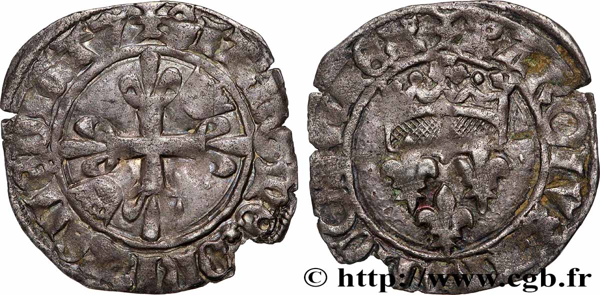 CHARLES VI LE FOU OU LE BIEN AIMÉ Gros dit &nbsp;florette&nbsp; n.d. Troyes TB+