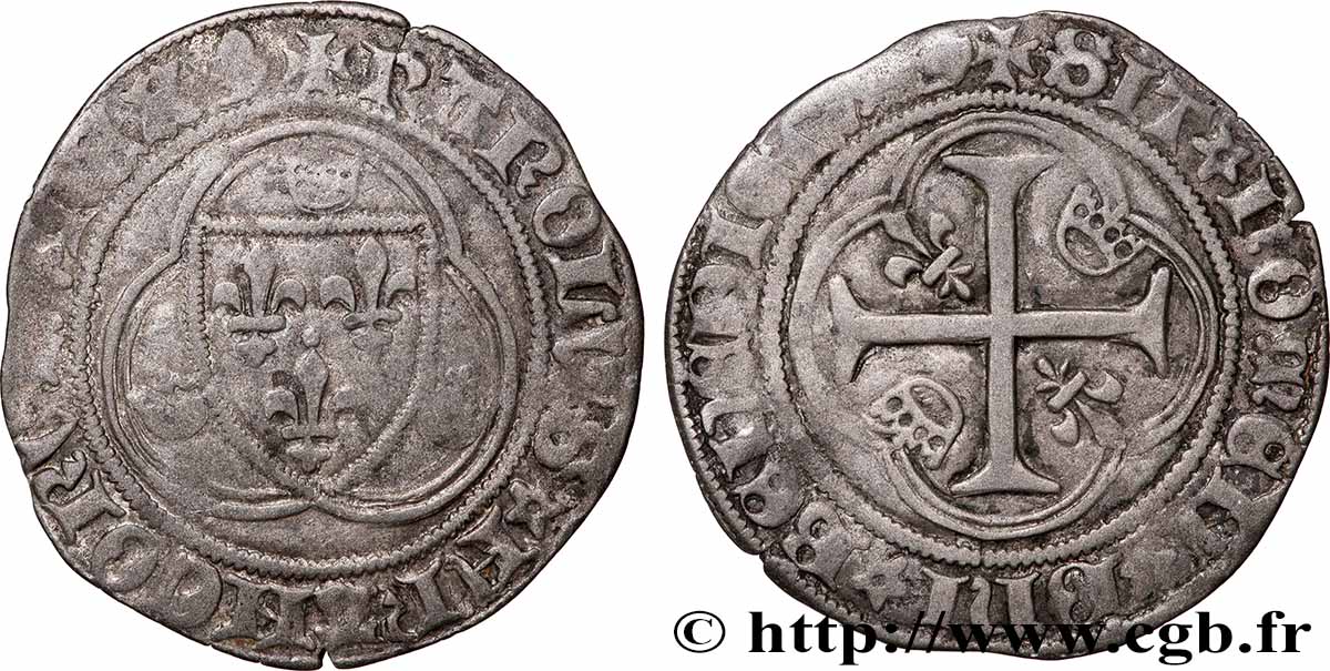 CHARLES VII LE BIEN SERVI / THE WELL-SERVED Blanc à la couronne s.m. Laon VF/XF