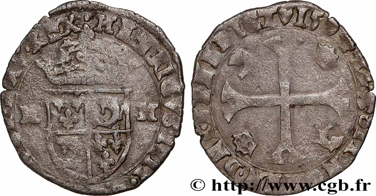 HENRI IV LE GRAND Douzain du Dauphiné aux deux H, 2e type 1594 Grenoble TB