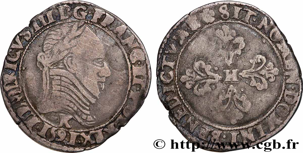 LIGUE. COINAGE AT THE NAME OF HENRY III Demi-franc au col plat 1591 Saint-Lizier XF/VF