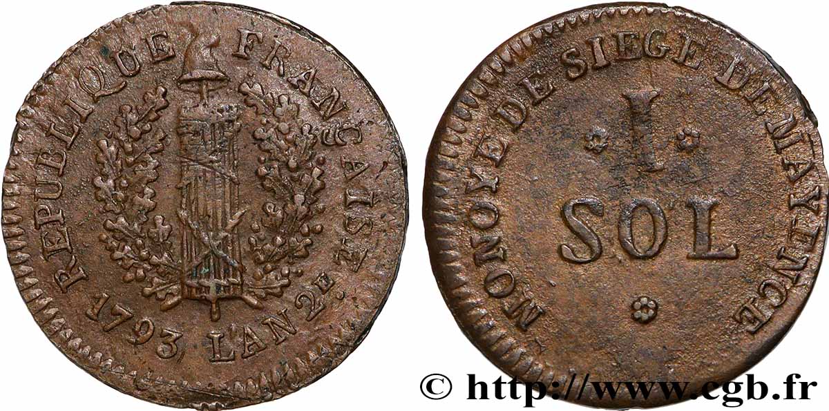 SIÈGE DE MAYENCE 1 Sol siège de Mayence 1793 Mayence TTB+